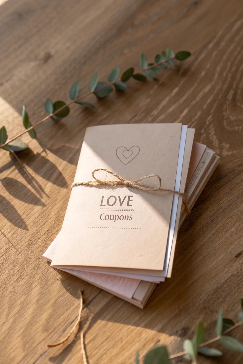 Crafted with love: a charming booklet of personalized love coupons for unforgettable moments.