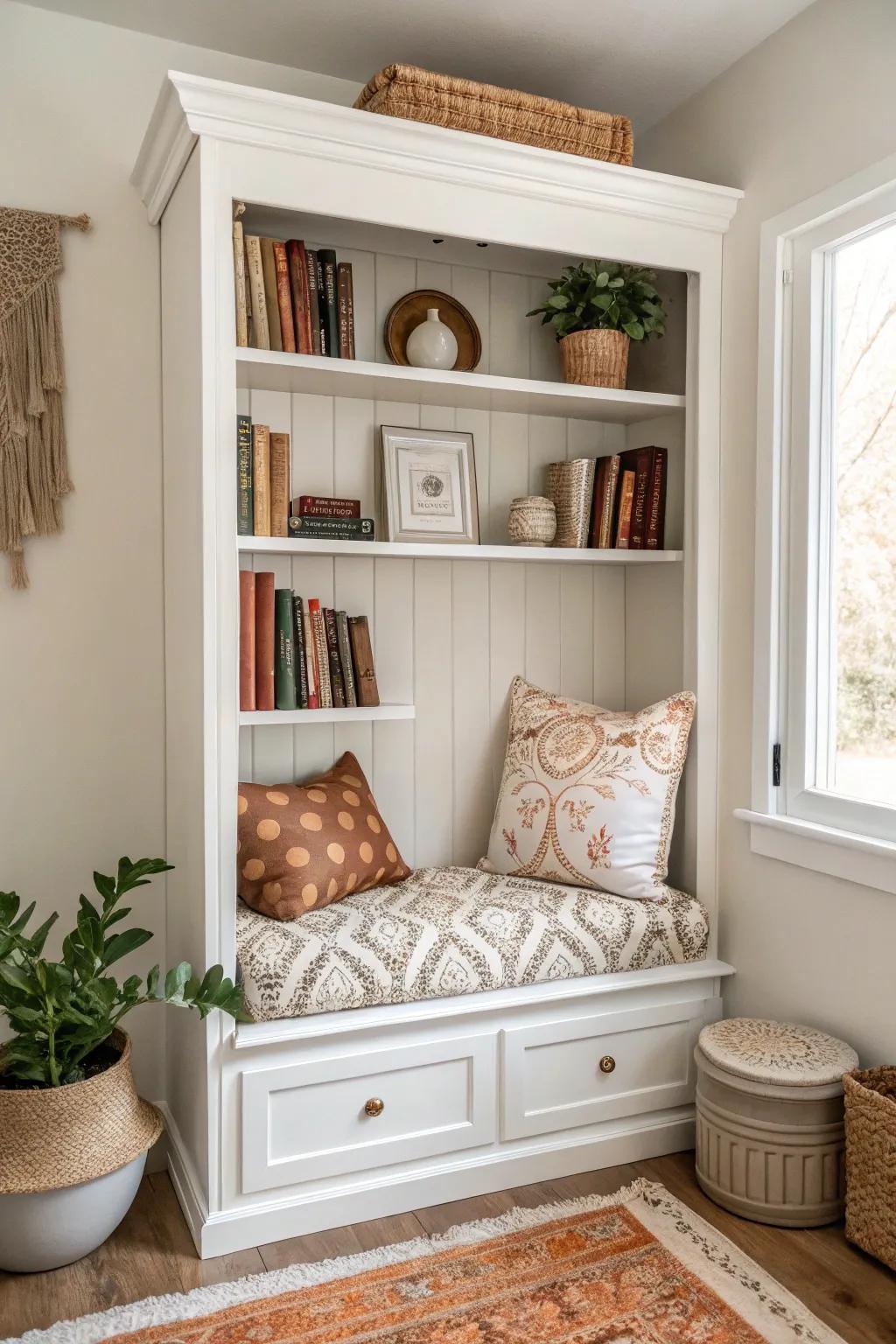 Transform your space with a touch of creativity: A minimalist bookcase makeover that blends Scandinavian simplicity with Boho charm.