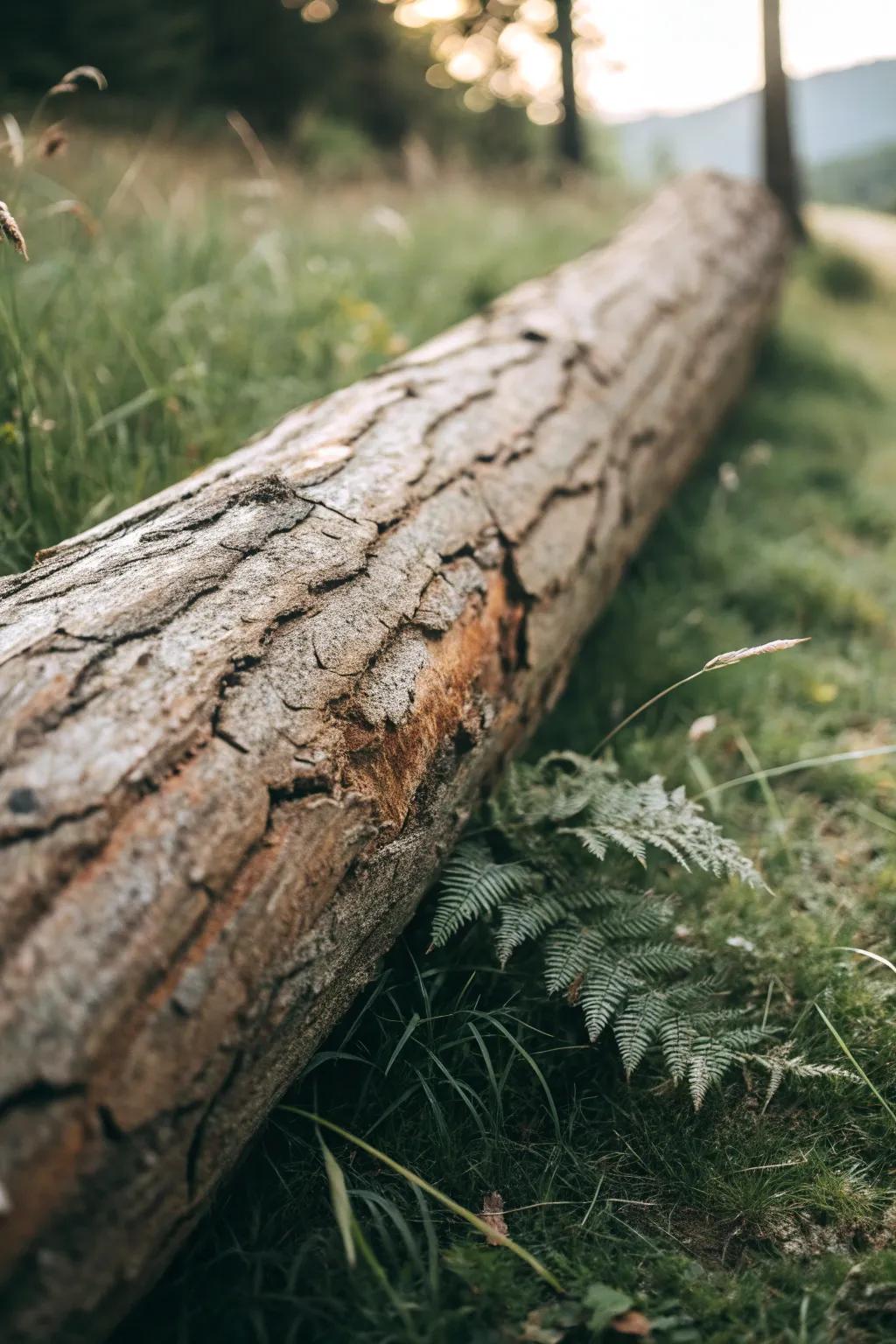 Embrace rustic charm with creative log edging for your playground.
