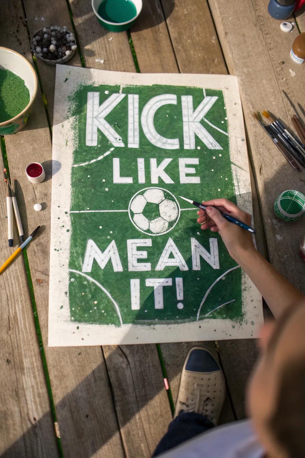 Unleash your inner champion with this handcrafted motivational soccer poster.