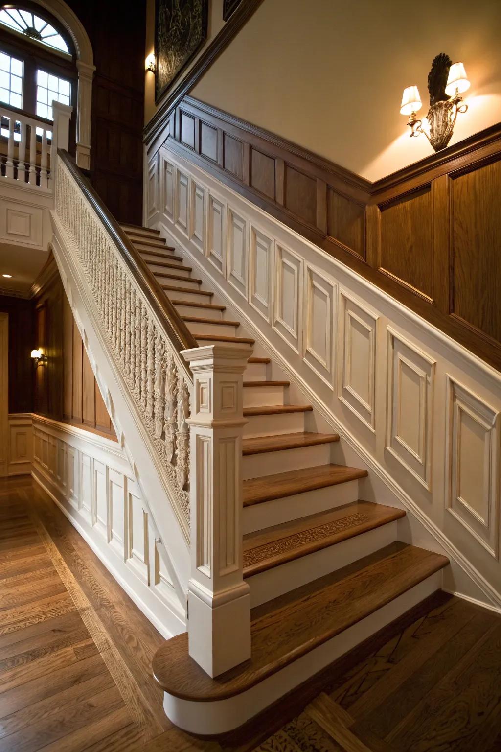 Elevate your space with the timeless elegance of staircase wainscoting.