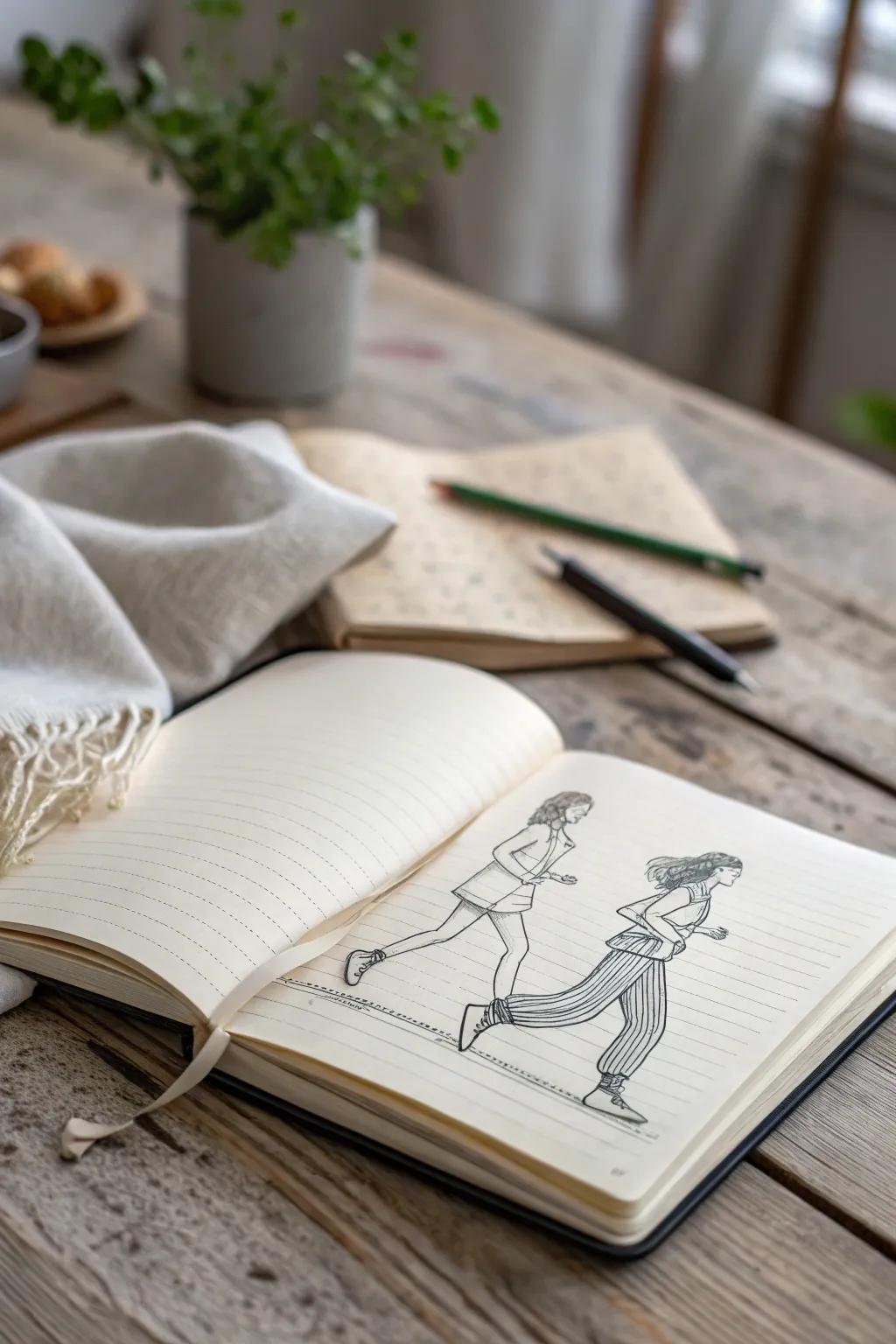 Capture the art of movement with minimalist elegance, perfect for sketching inspiration.