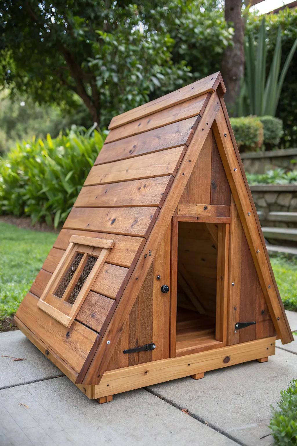 Elevate your duck house game with chic A-frame architecture—where craftsmanship meets modern style.