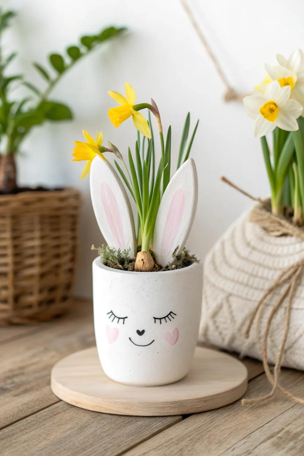 Add a touch of whimsy to your Easter decor with these charming DIY bunny planters!