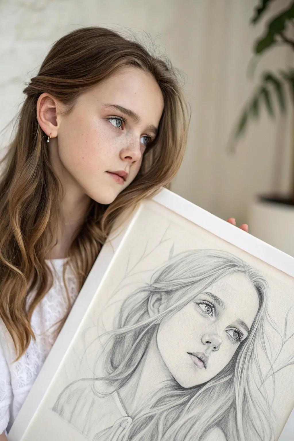 Capture the essence of simplicity and elegance with a minimalistic girl's portrait focusing on eyes and hair.