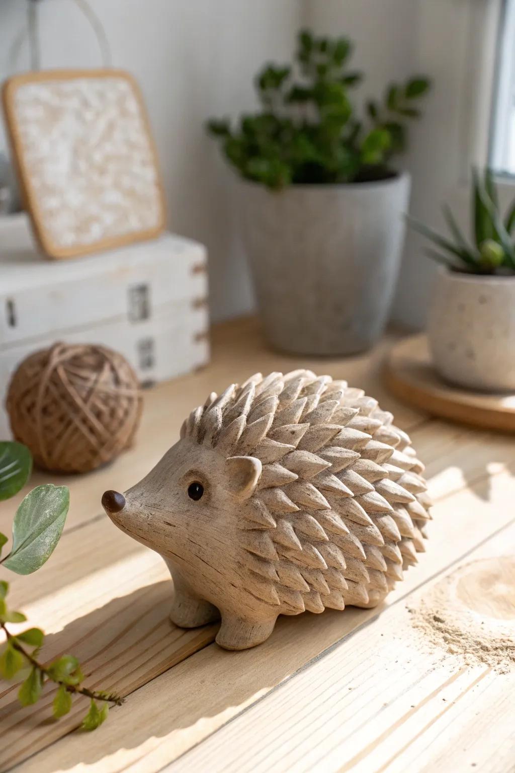 Bring charm to your space with this adorable DIY clay hedgehog, perfect for adding a touch of whimsy and natural beauty.