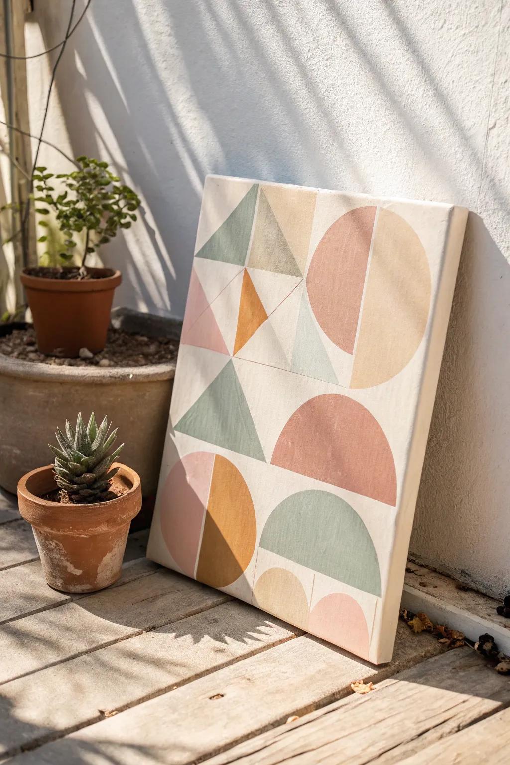 Discover the beauty of simplicity with geometric abstraction. Let your creativity flow with colors and shapes.