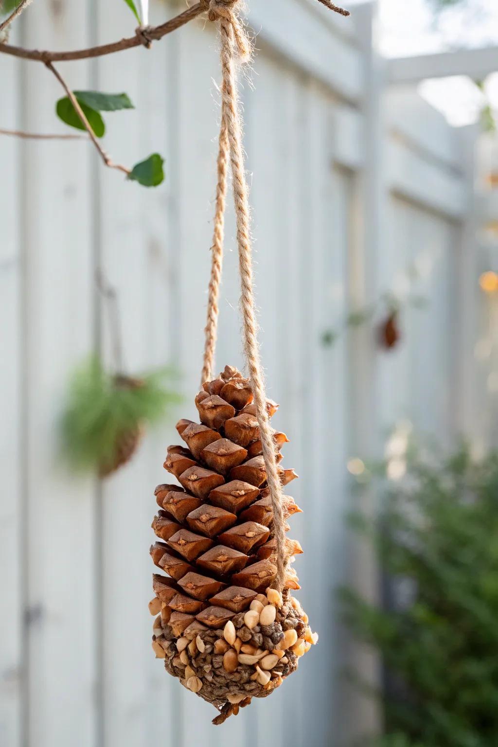Invite nature into your garden with this charming DIY bird feeder, blending simplicity and natural beauty.