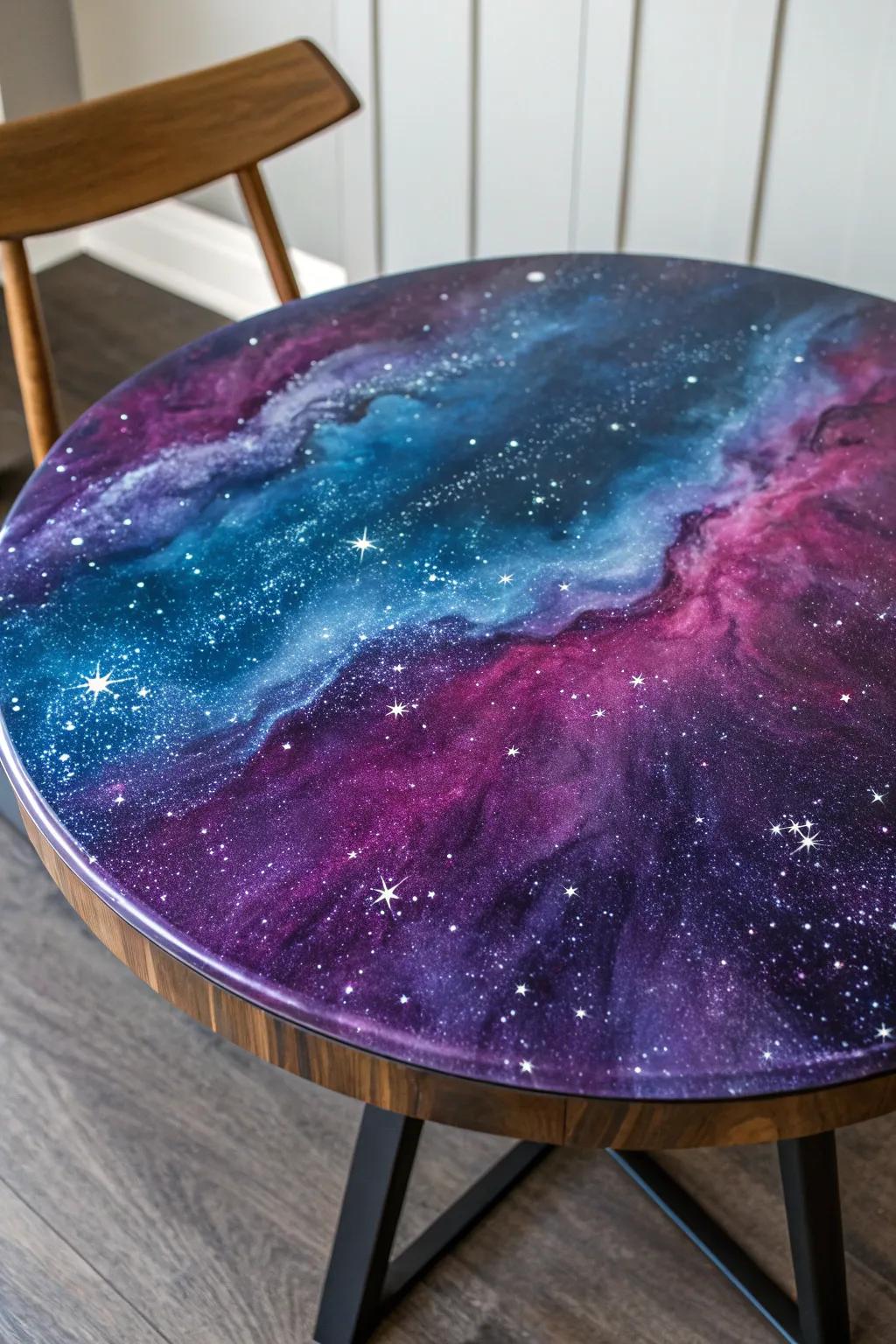 Explore the universe from your living room with this galaxy-inspired epoxy table masterpiece.
