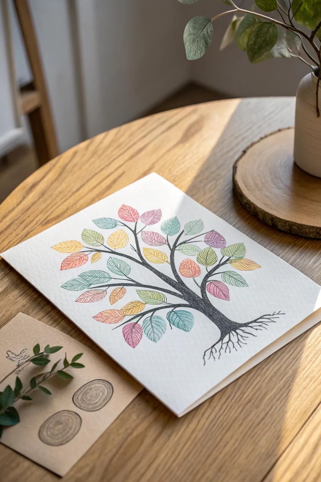 Celebrate Father's Day with a handcrafted fingerprint tree card, a beautiful tribute to family roots.