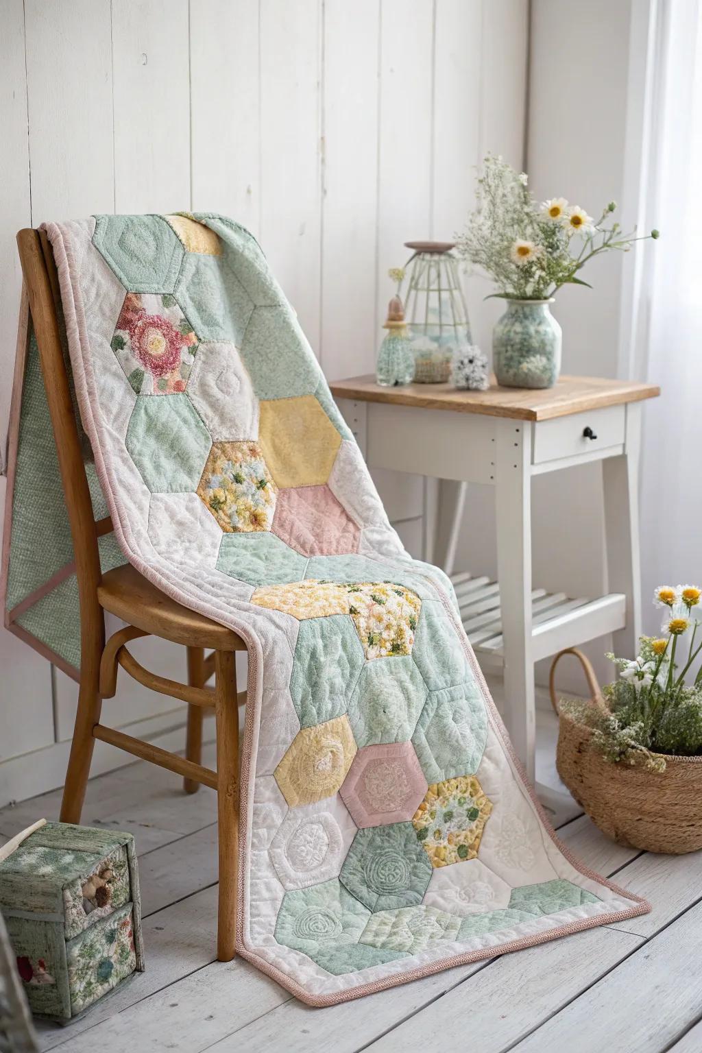 Discover the serene beauty of hexagon flower quilts—where minimalist design meets bohemian charm.
