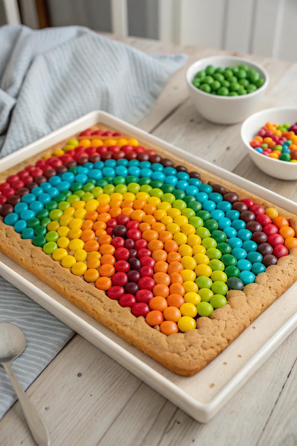 Craft your own edible art with vibrant candy mosaics!
