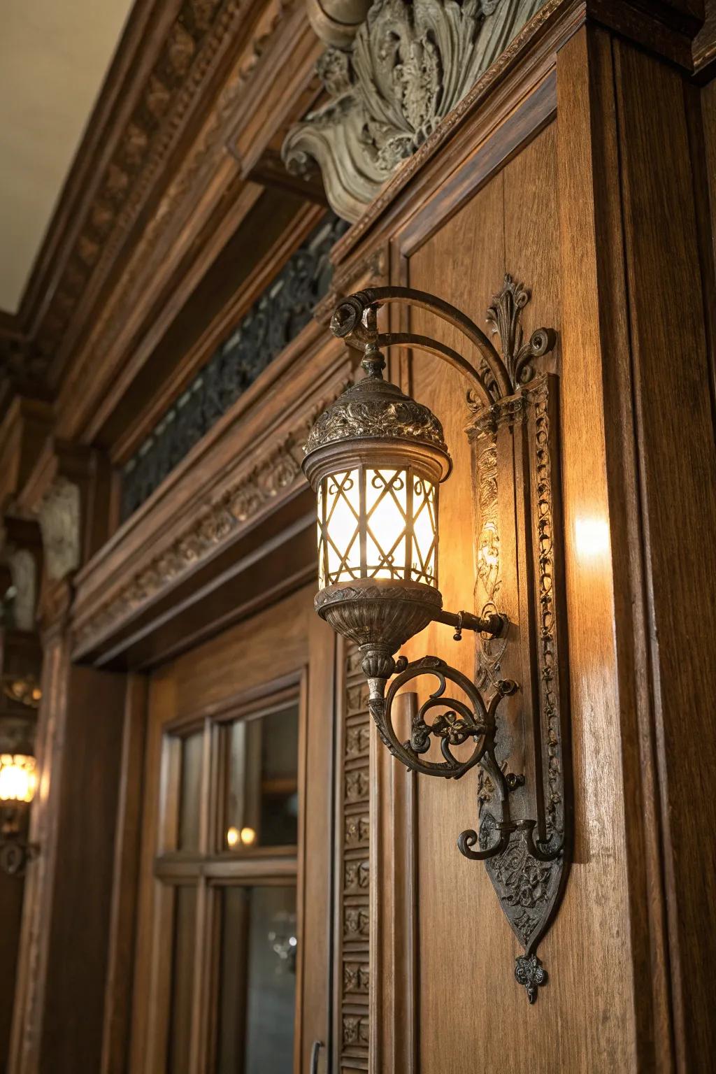 Illuminate your entrance with the timeless charm of vintage sconces.
