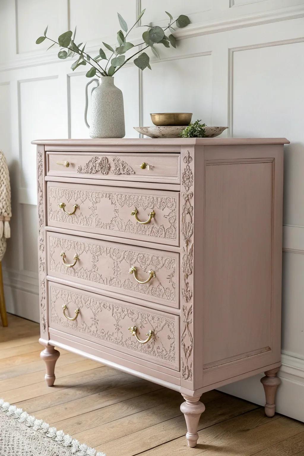 Timeless elegance: Transform your dresser with vintage-inspired pastel hues.