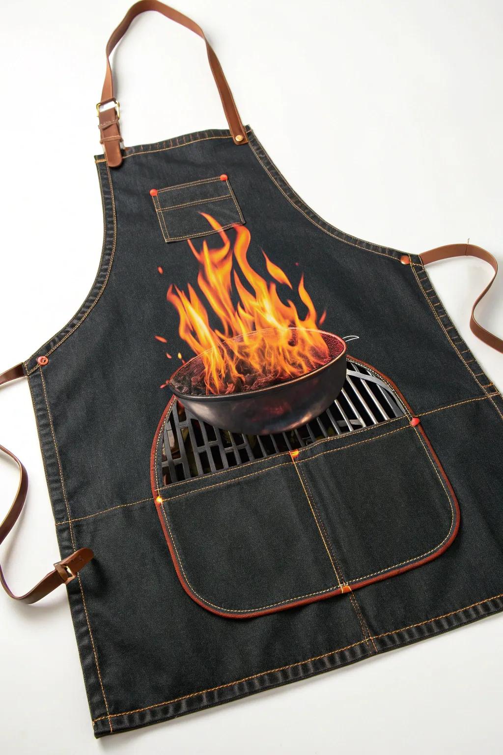 Unleash your inner Grill Master with this fiery apron!