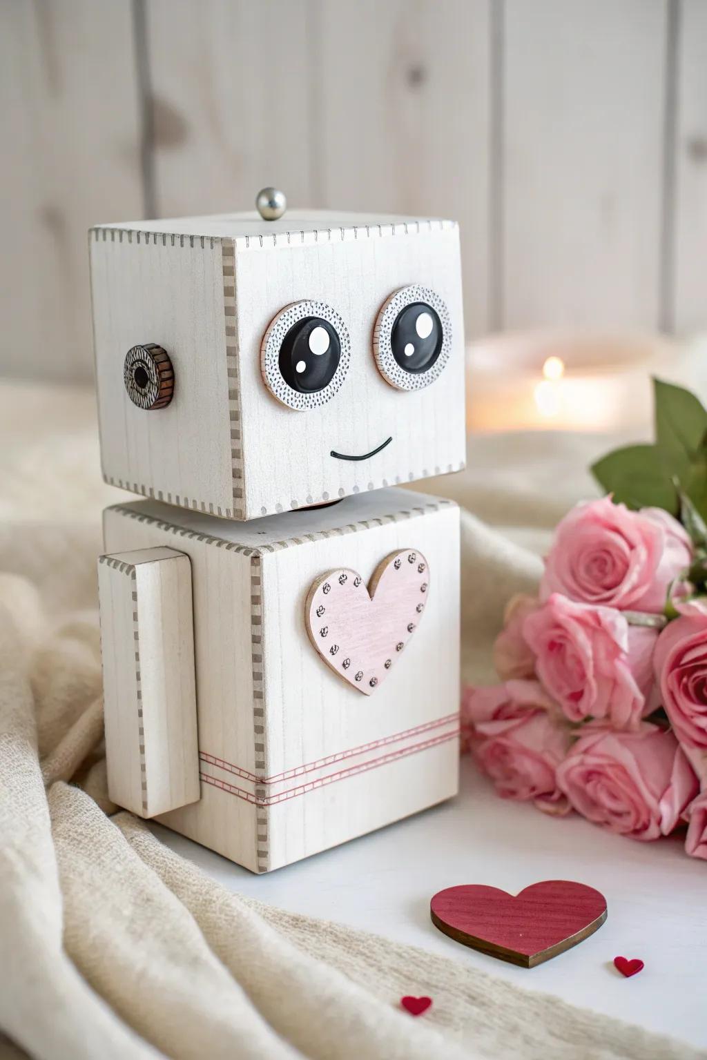 Meet your new Valentine: a charming robot box with a heart of humor and a touch of Scandinavian elegance.