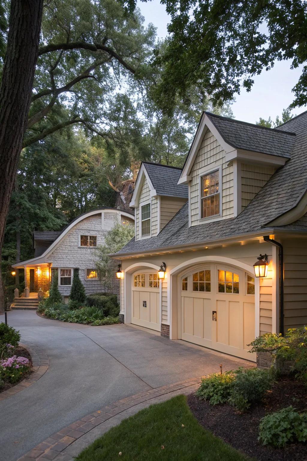 Eyebrow dormers offer a subtle and elegant addition to your garage.