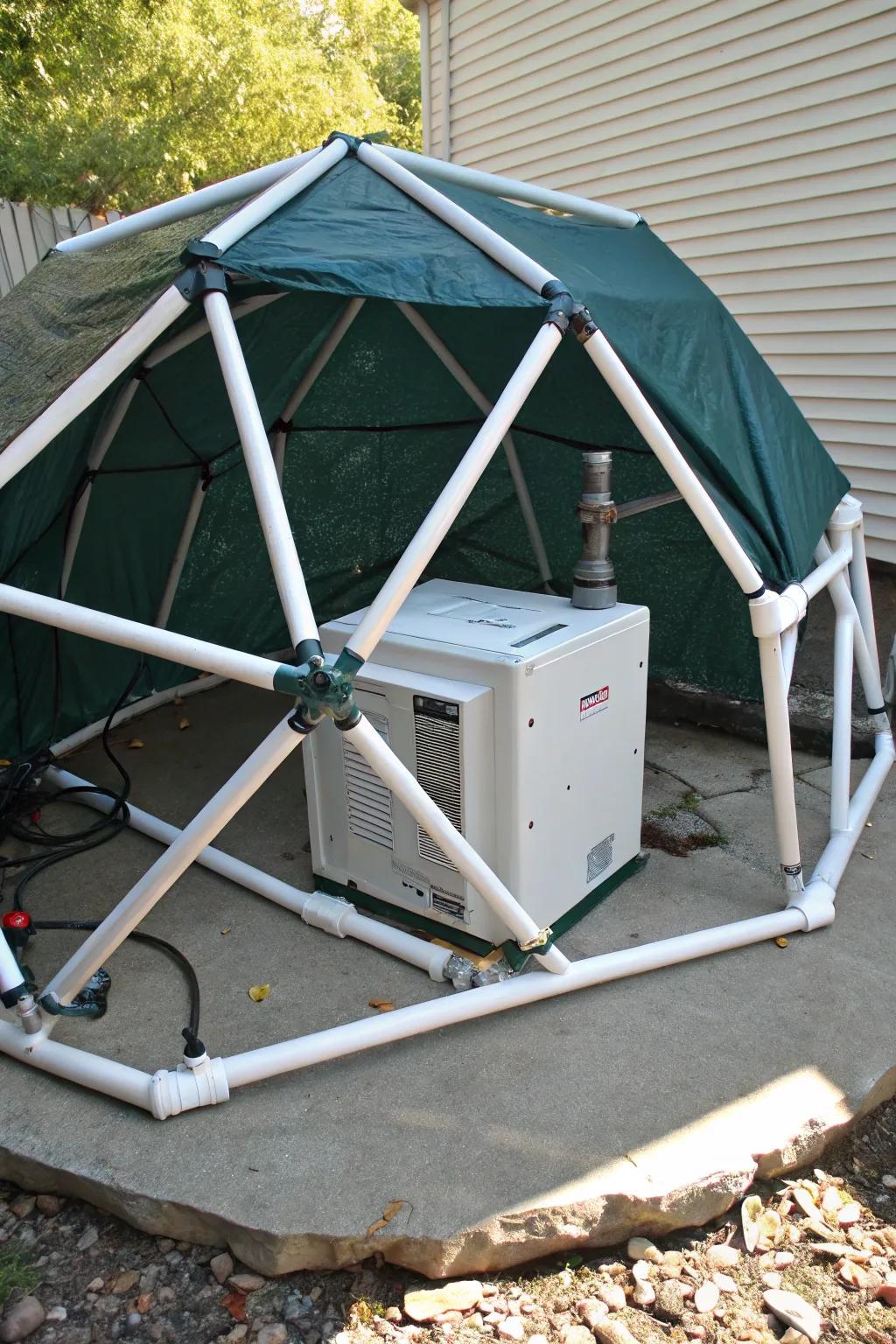 Ingenious PVC pipe shelter: crafting reliable protection with style and skill.