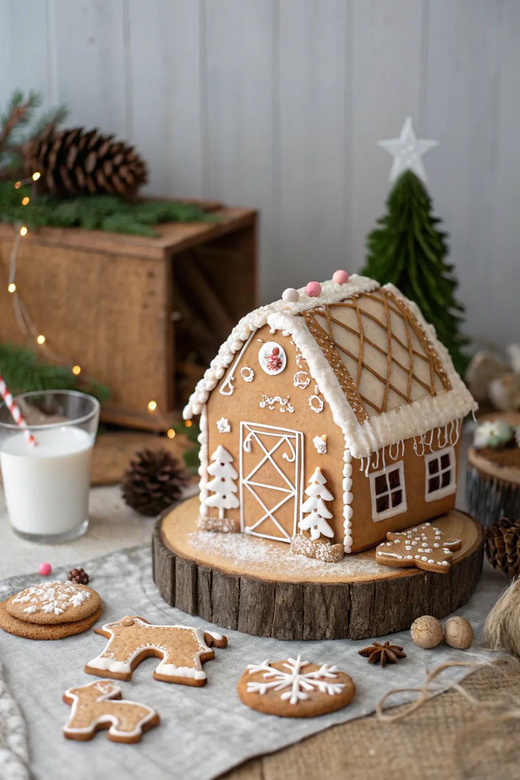 Embrace the cozy charm of a gingerbread farmhouse, where simplicity meets craftsmanship.