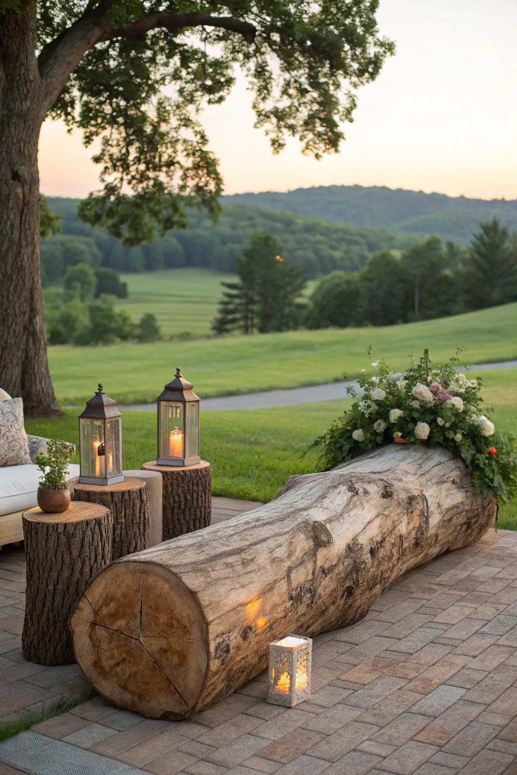 Nature's Playground: Embrace the rugged charm of rustic log obstacles for your goats to enjoy.