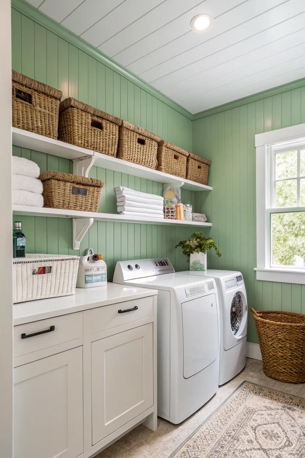 A vibrant and functional laundry room.