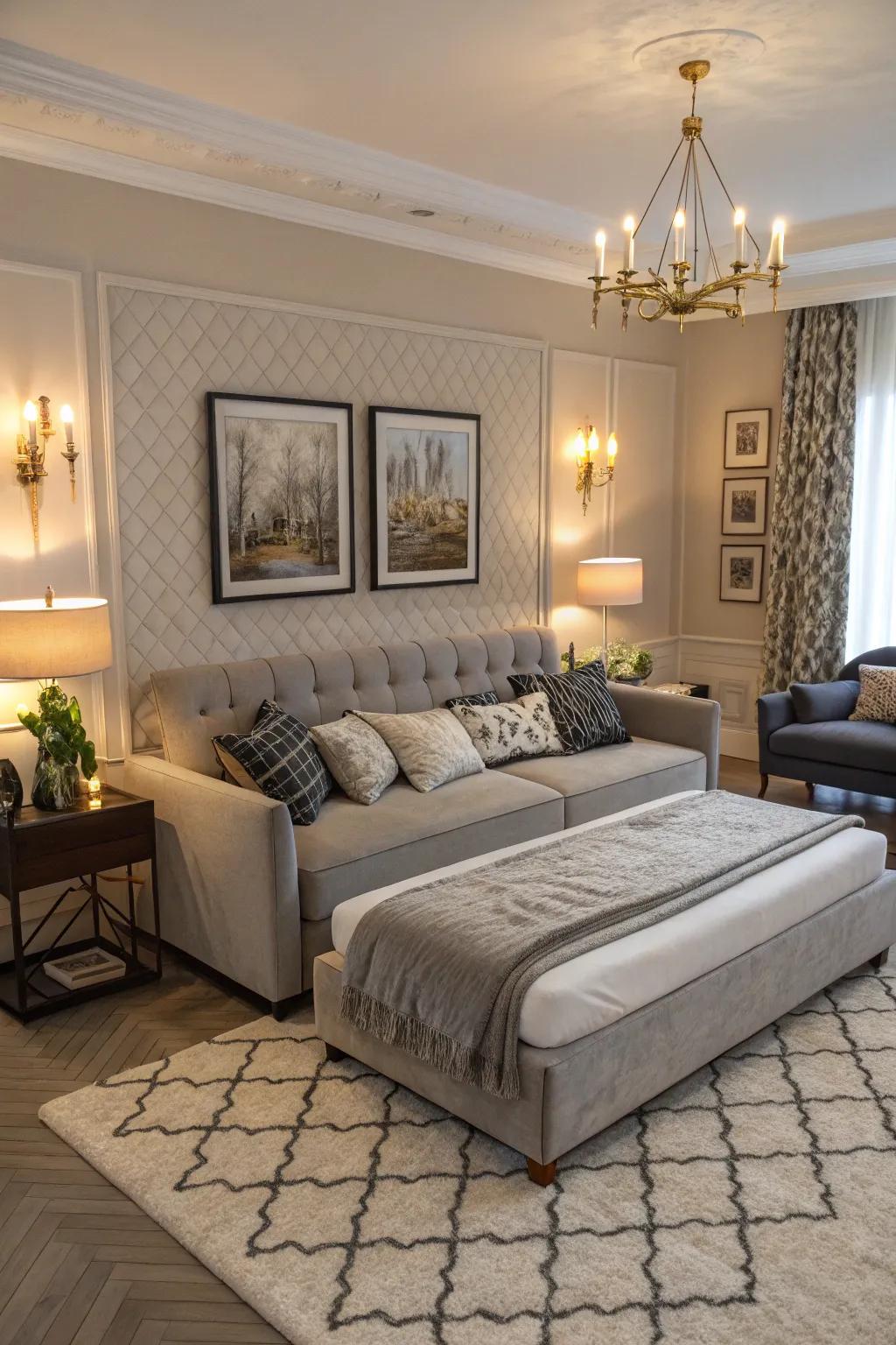 Convertible sofa bed, from seating to sleeping