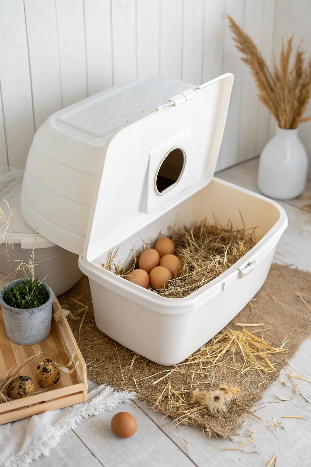 Transform your storage tub into a chic and cozy nesting box with Scandinavian flair.