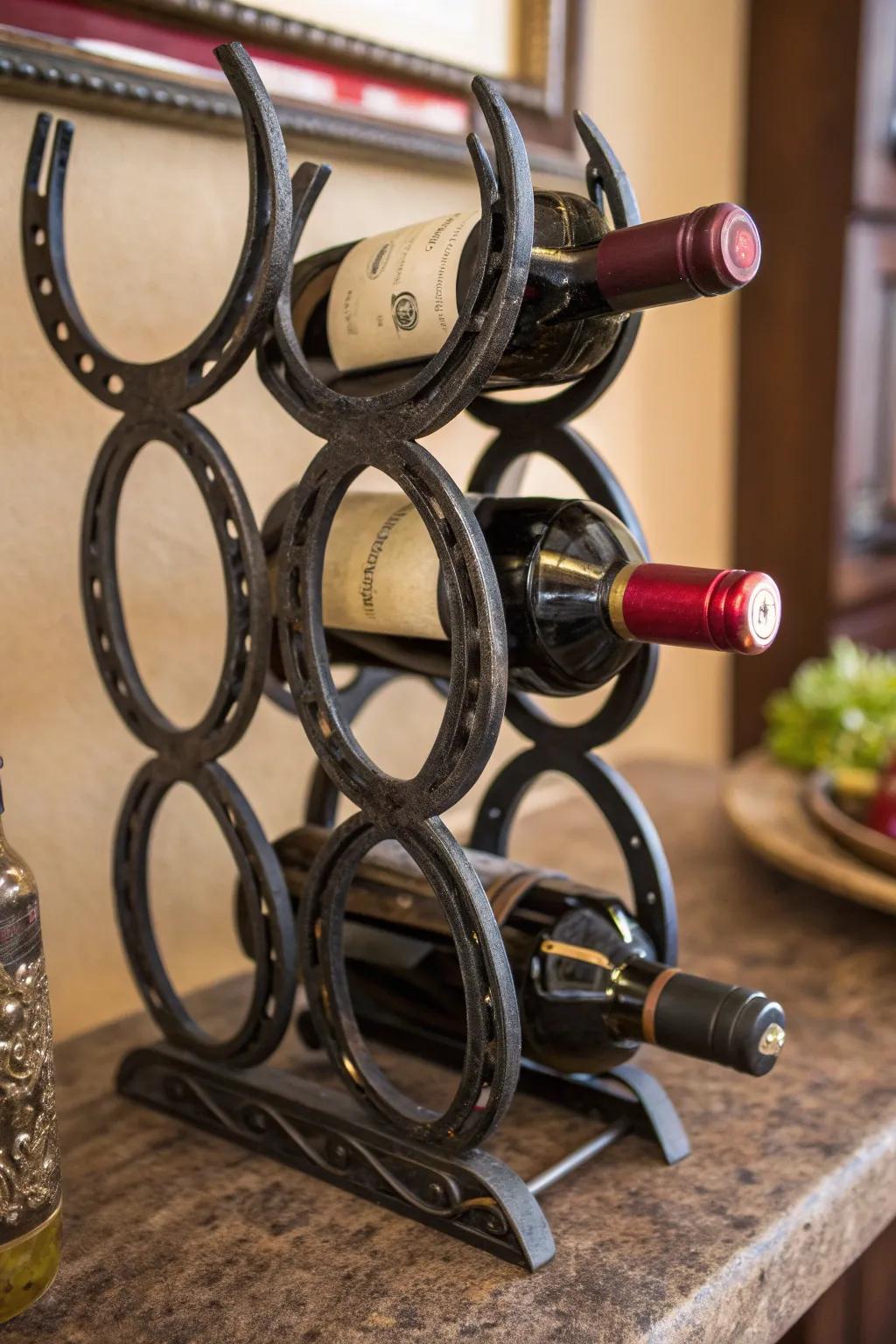 Elevate your wine collection with rustic elegance—discover the art of horseshoe craftsmanship.