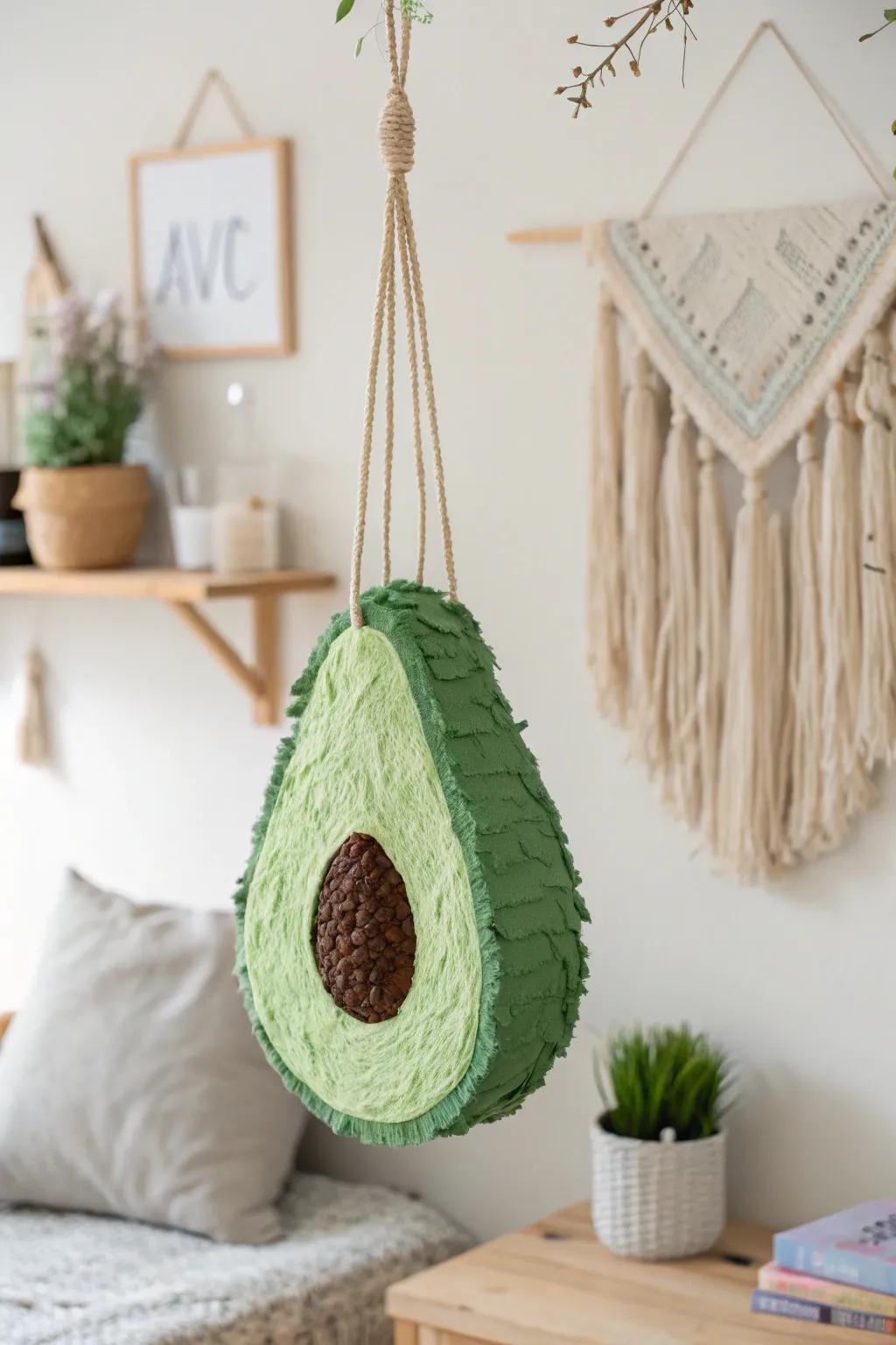 Bring a touch of whimsy to your celebration with this charming avocado pinata, perfect for guacamole lovers and those who appreciate simple, natural beauty.