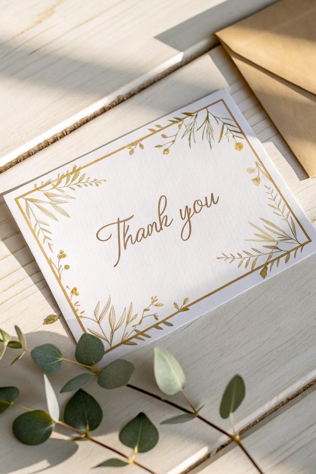 Embrace elegance in simplicity with a thank you card that lets your words shine.