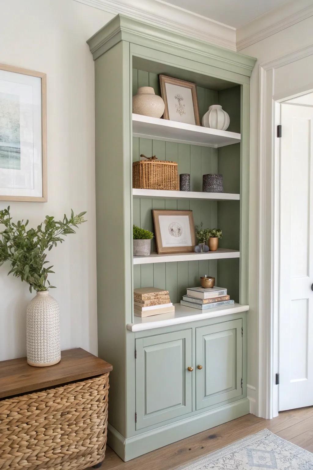 Elevate your space with a two-tone bookshelf: a perfect blend of minimalist elegance and cozy charm.