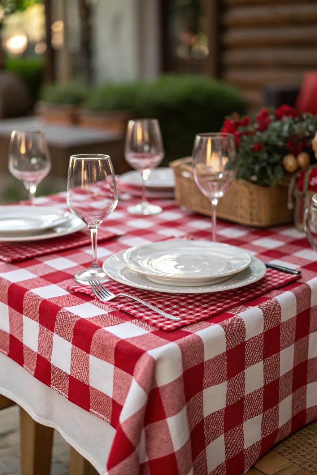 Checkered tablecloths add a classic Italian touch to your dining experience.