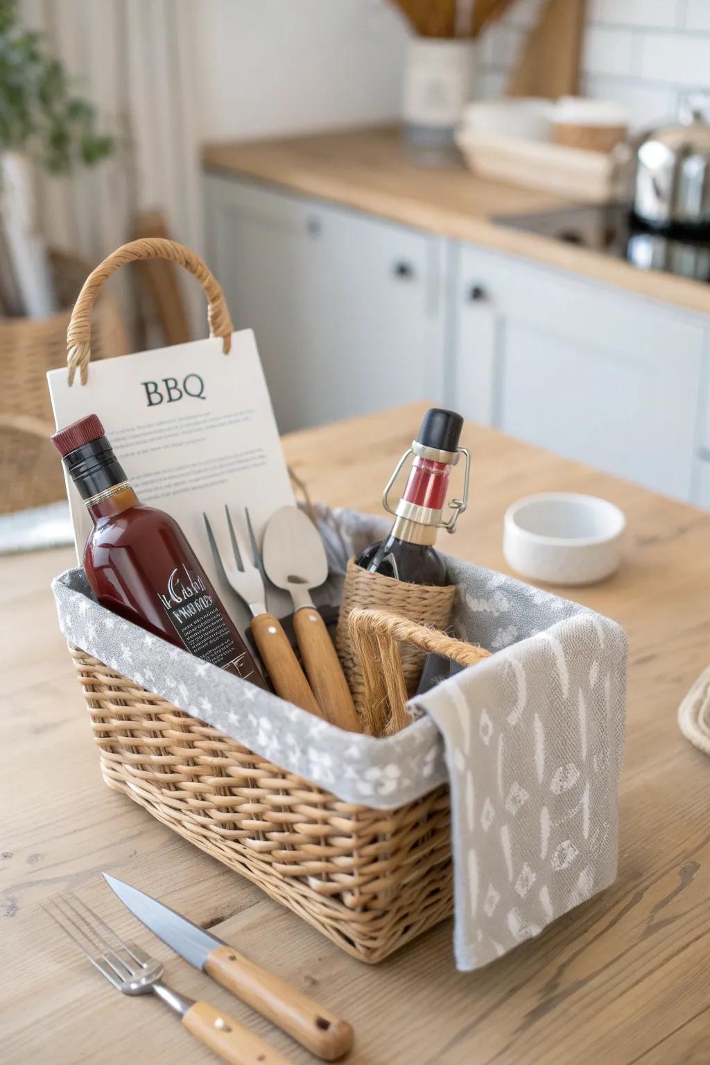 Elevate your BBQ game with this chic and thoughtful basket, perfect for grill lovers!