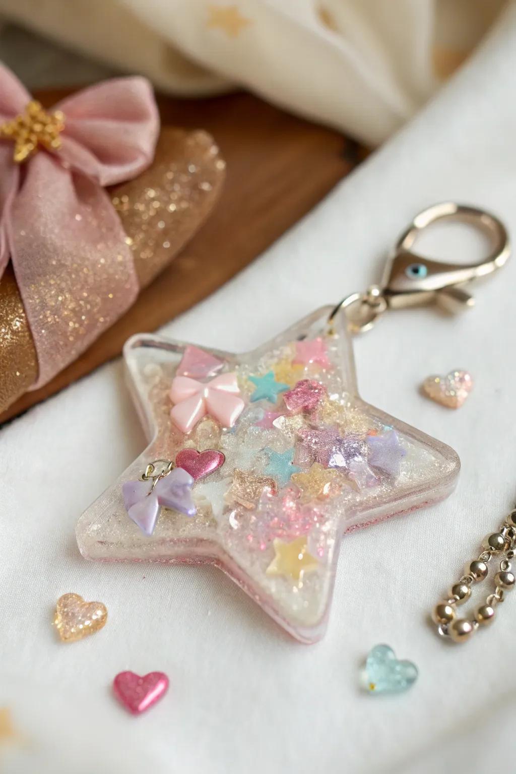 Add a touch of whimsy to your accessories with this enchanting kawaii resin charm!