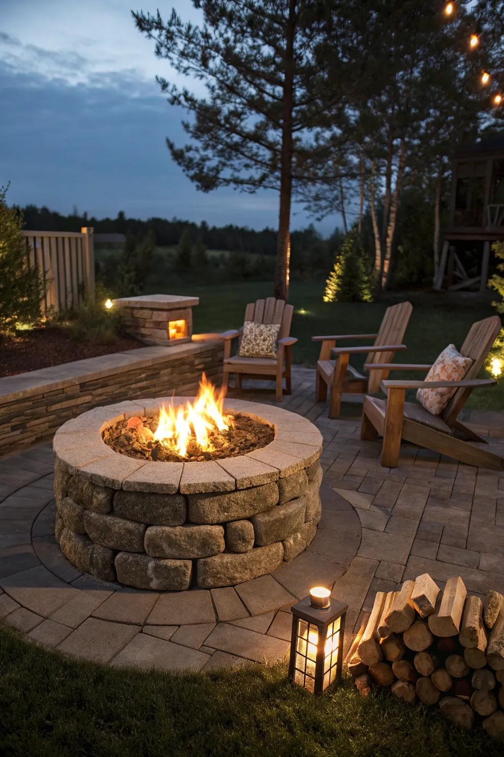Transform your backyard into a cozy haven with a masterfully crafted stone fire pit.