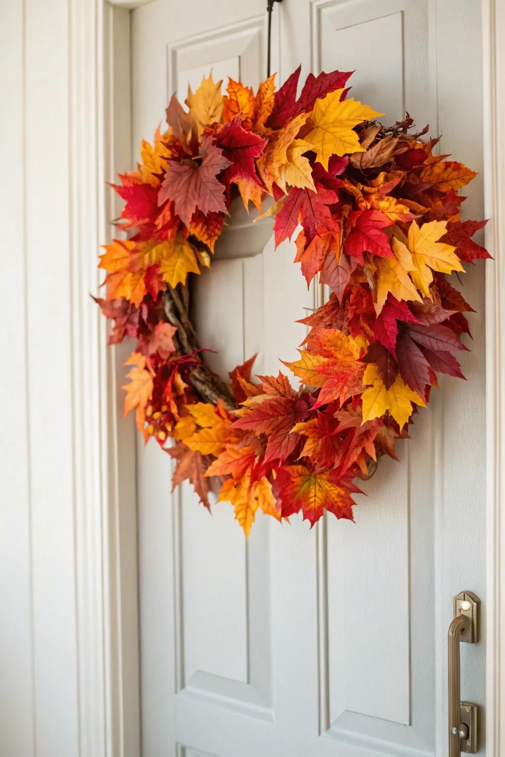 Embrace the season with a handcrafted autumn leaf wreath that blends minimalist charm with boho warmth.
