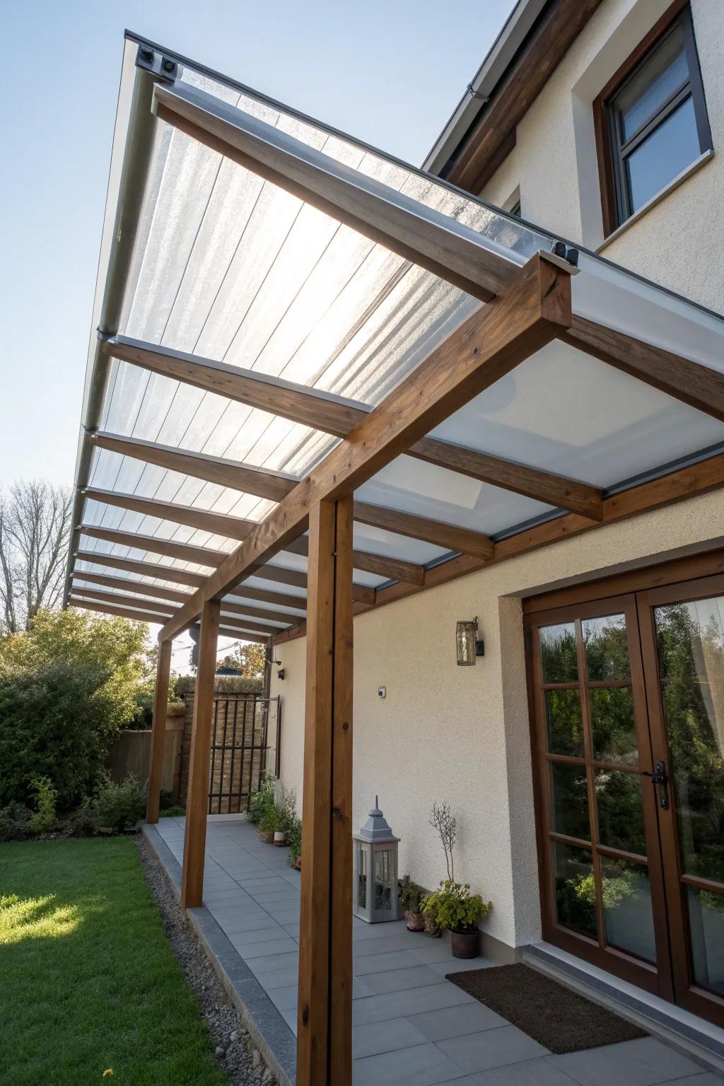 Bask in natural light with a transparent polycarbonate roof, where craftsmanship meets modern elegance.
