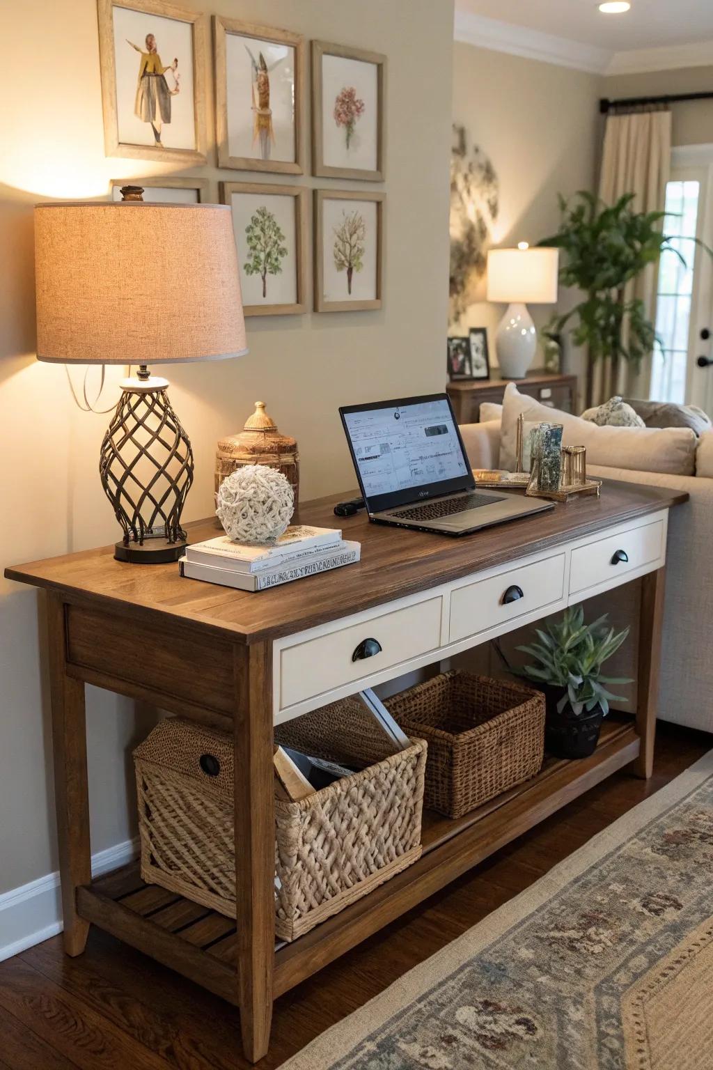 Efficient use of space with dual-purpose furniture.