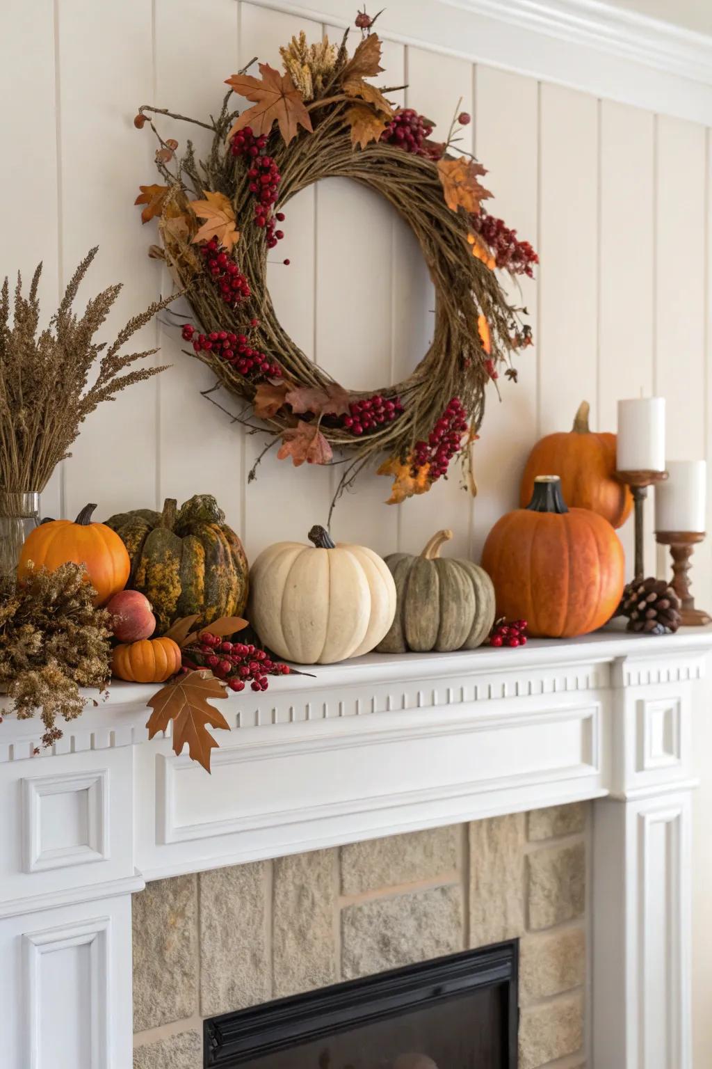 Seasonal decor brings life to any mantel.