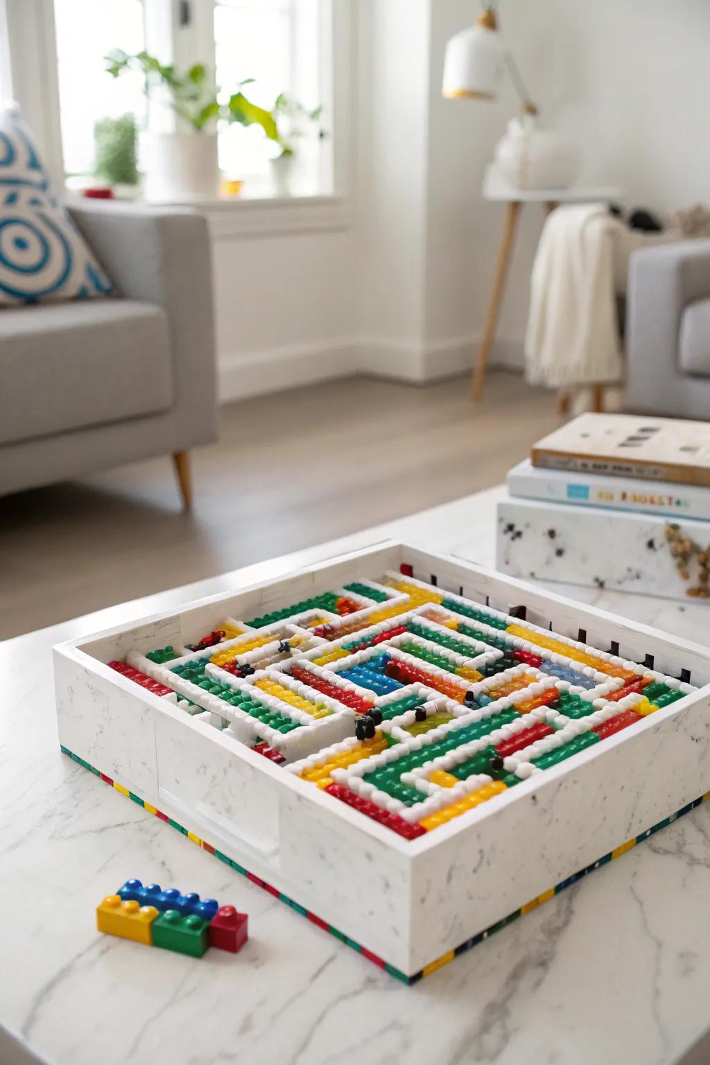 Rediscover fun and creativity with a Lego marble labyrinth in your minimalist haven.