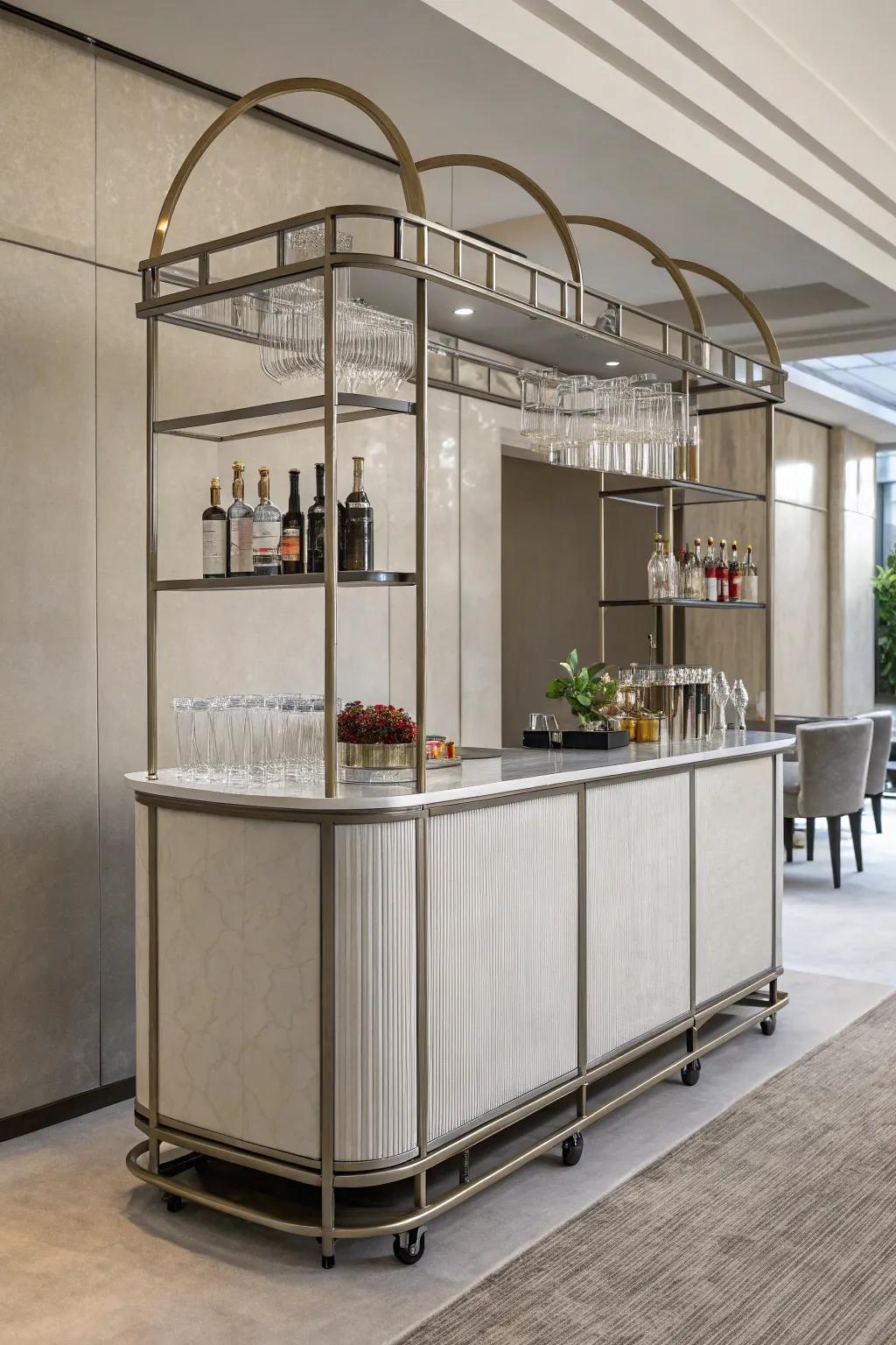 A sleek, modern mobile bar with clean lines and contemporary design.