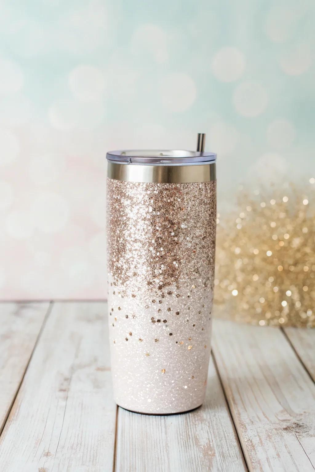 Sparkle into your day with this glamorous tumbler, where minimalism meets a touch of magic.