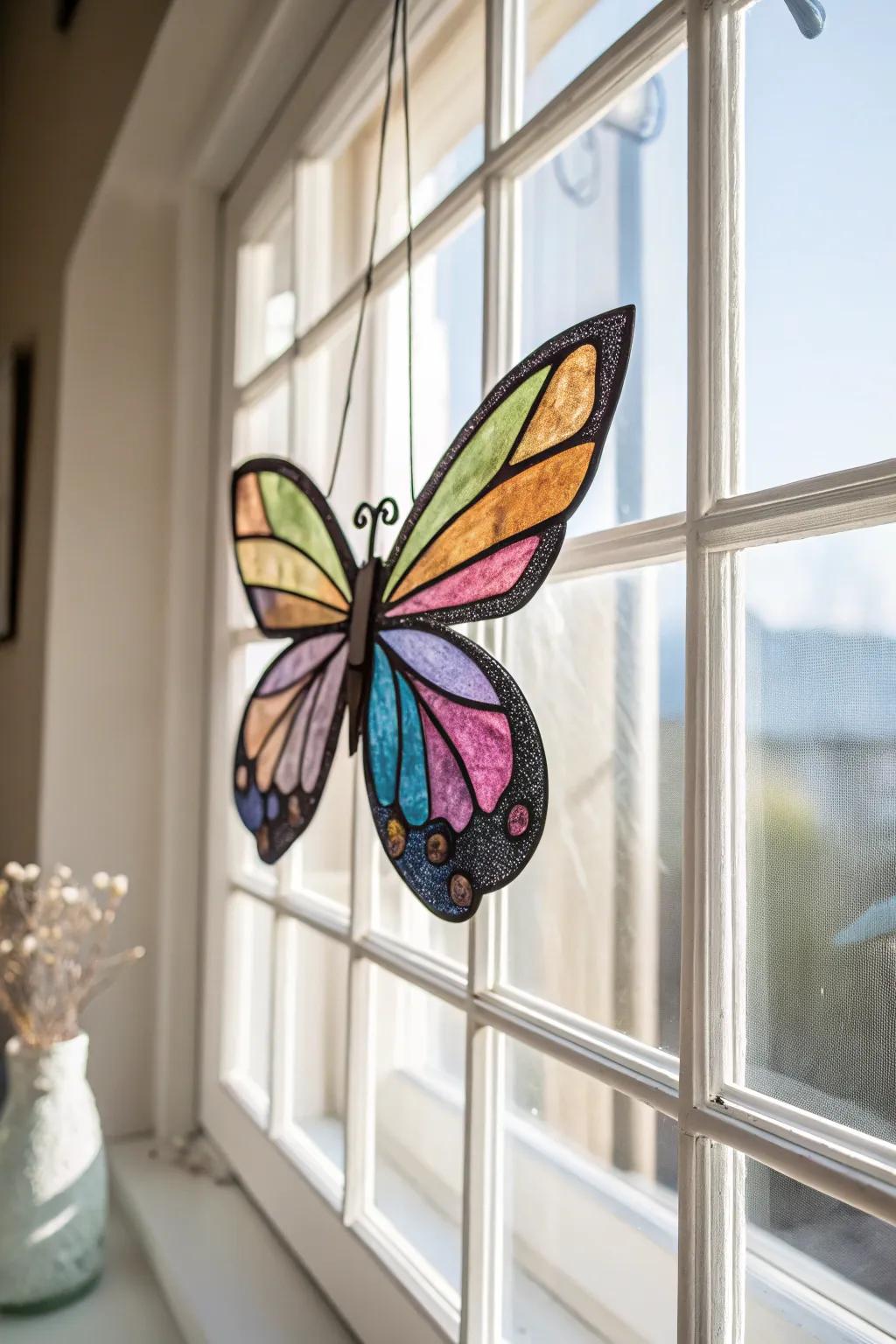 Illuminate your space with the vibrant beauty of handmade stained glass butterflies. 🌿✨