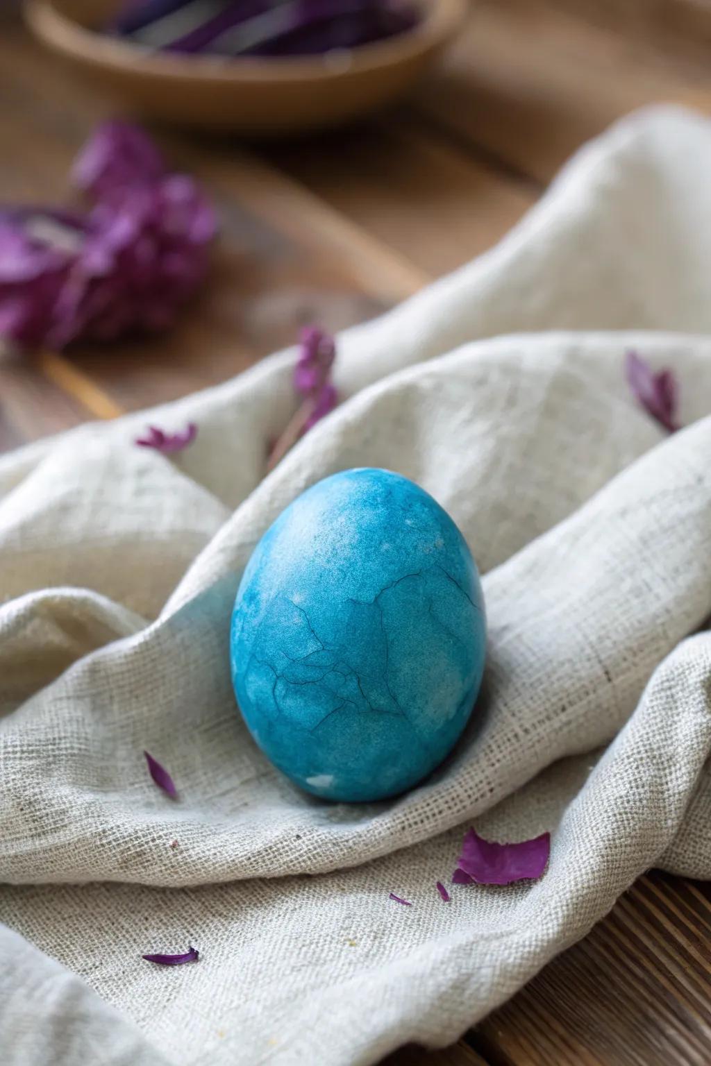 Discover the magic of nature with this stunning blue egg, dyed effortlessly using red cabbage!