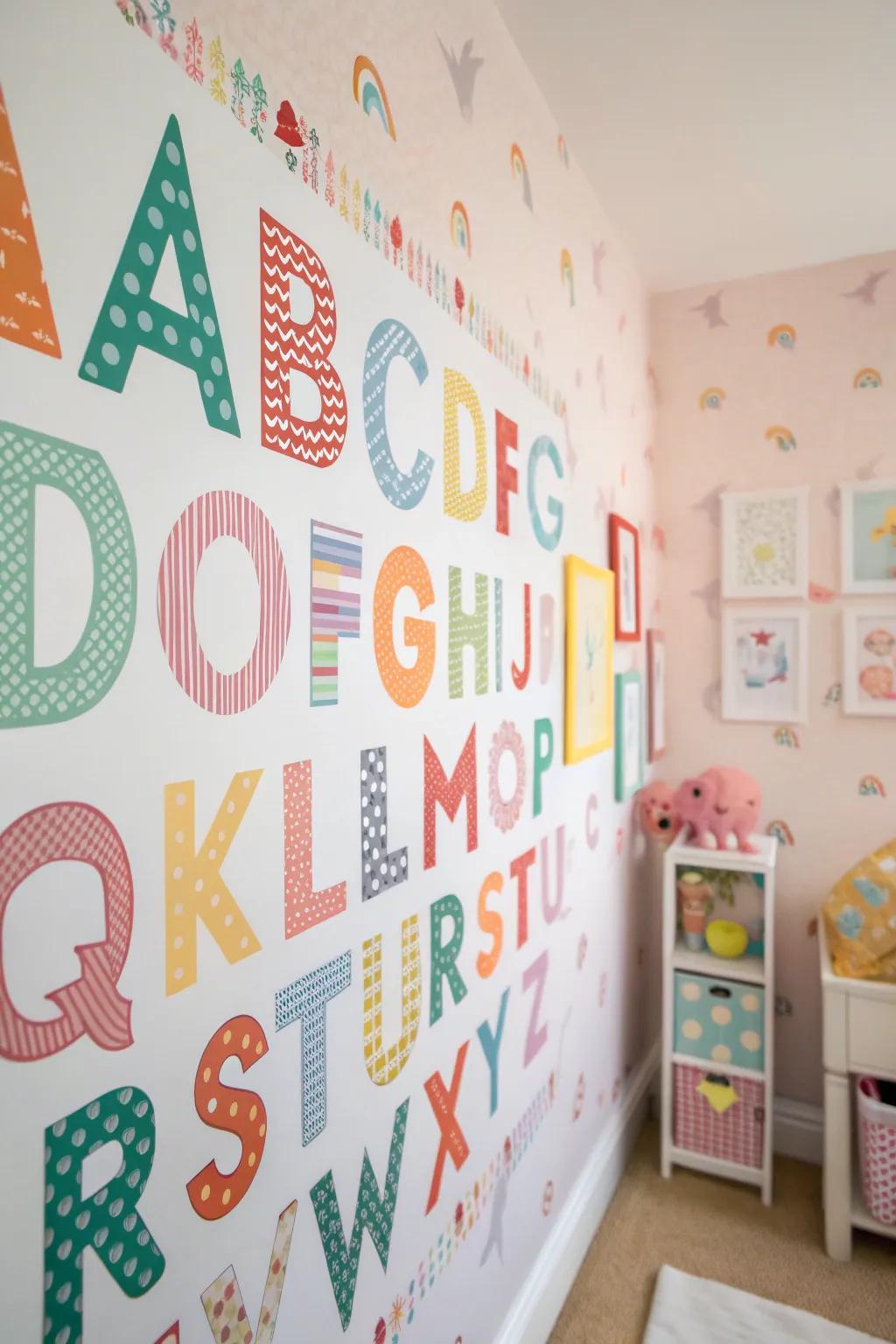 Alphabet prints make learning fun and decorative.