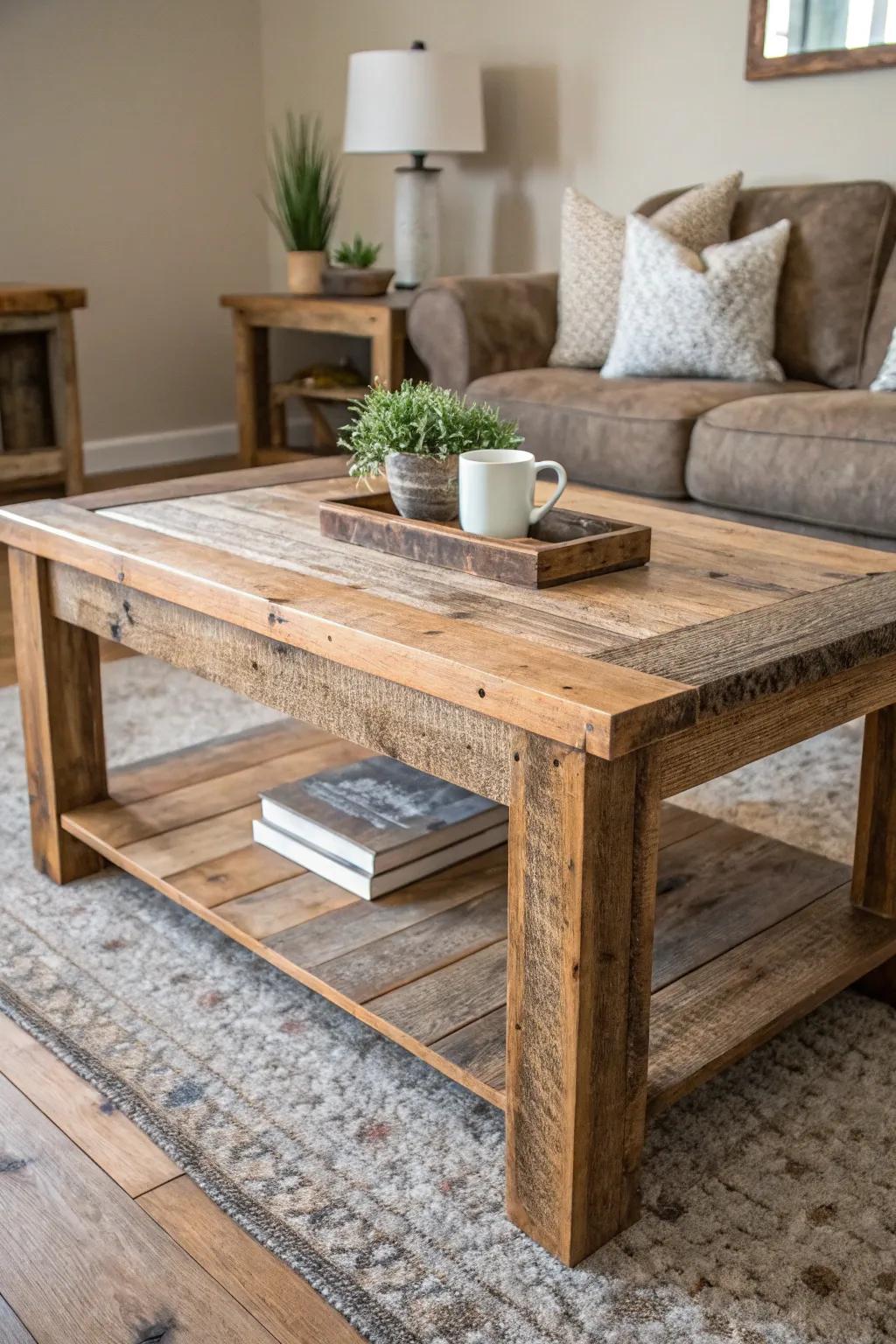 Transform your space with a handcrafted coffee table full of history and charm.