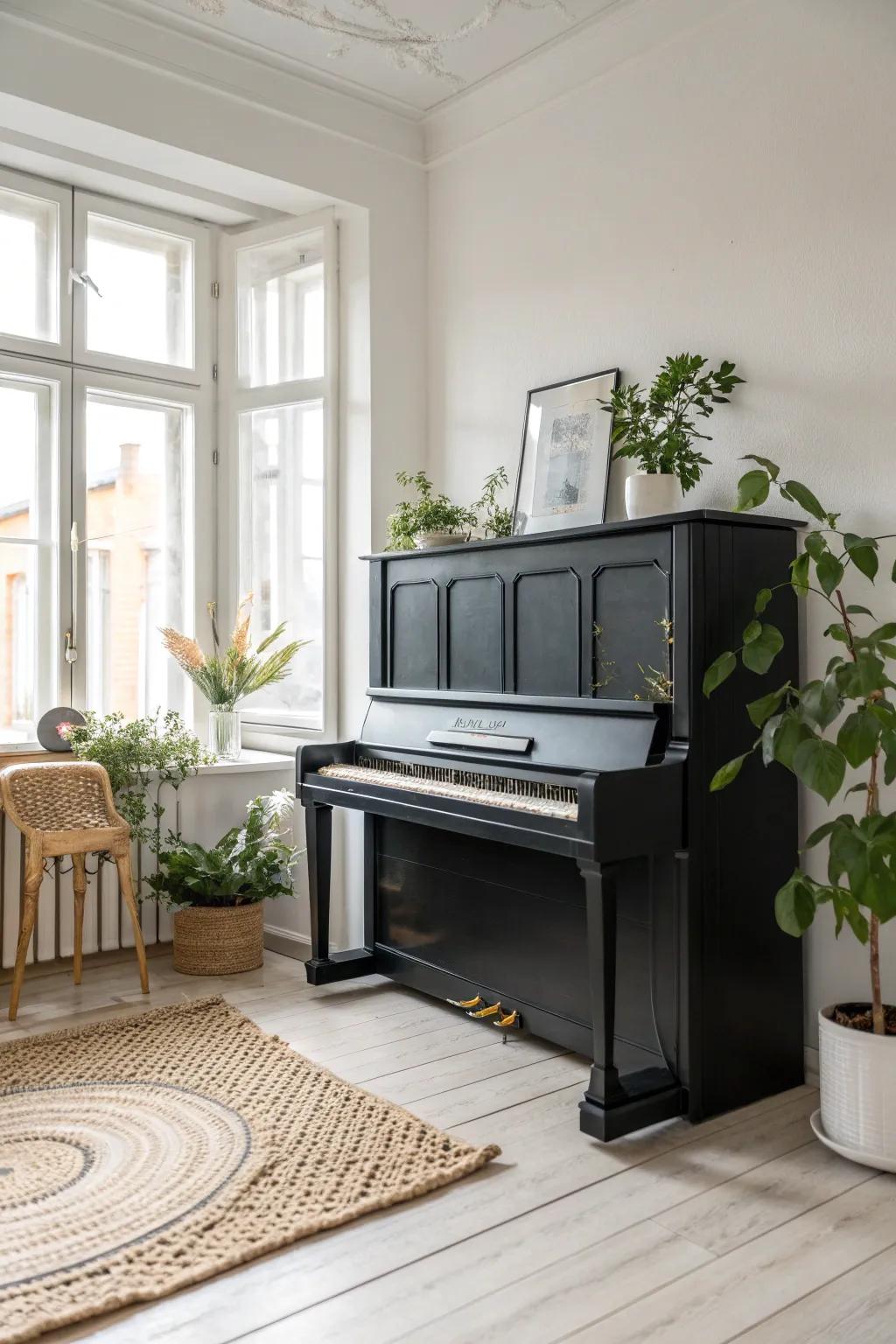 When vintage charm meets modern elegance: A piano transformation that sings simplicity and style.