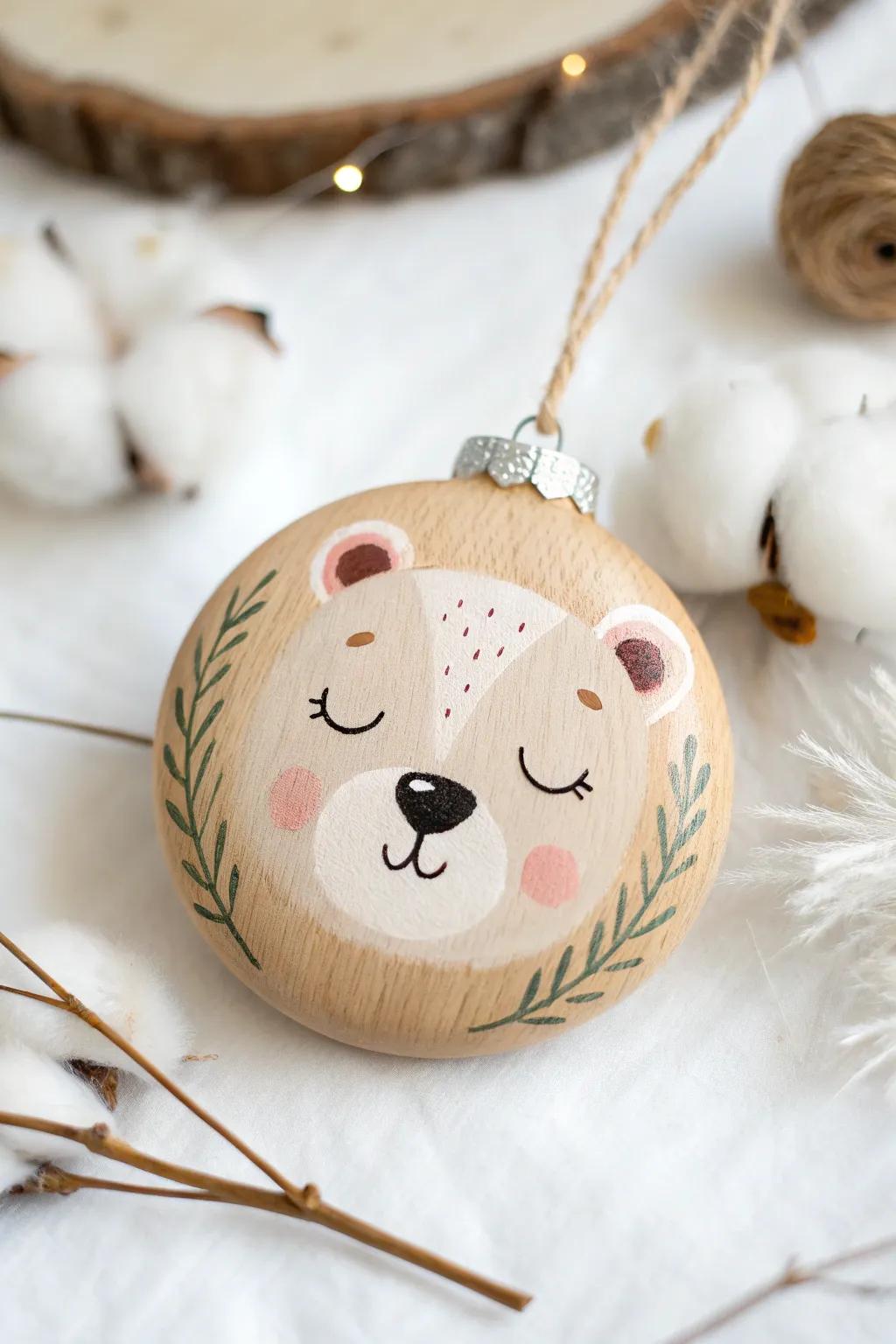 Whimsical charm meets minimalist design with this cute bear face wooden ornament. Perfect for adding a touch of playfulness to your decor.