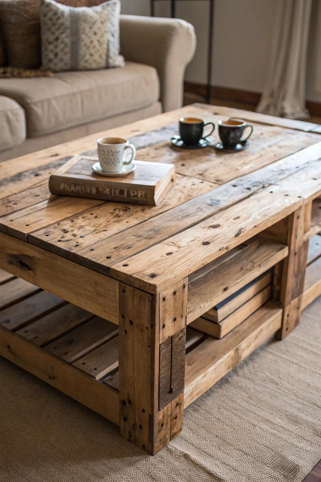 Elevate your space with a handcrafted rustic coffee table that tells a story.
