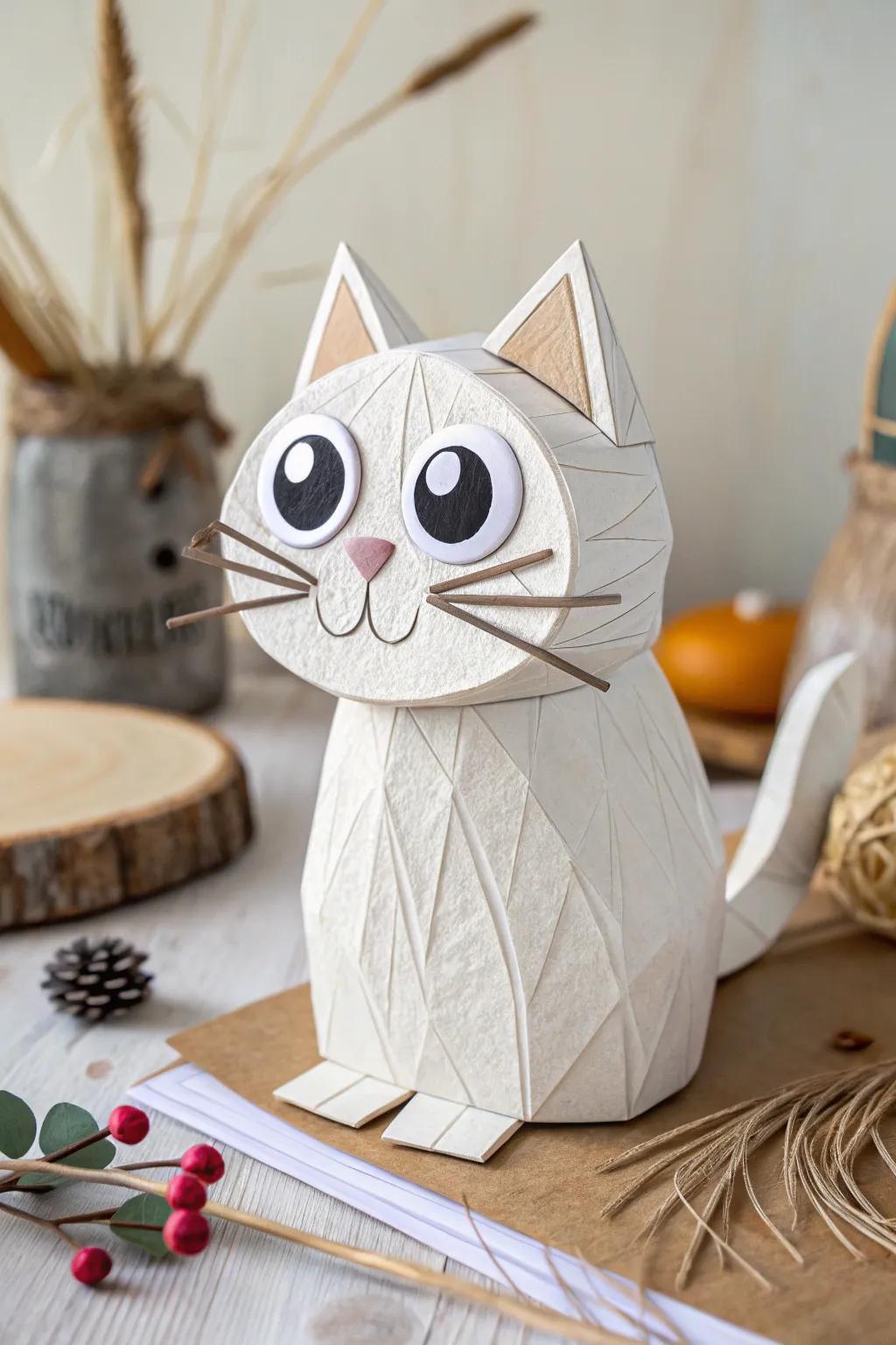Whimsical Charm: Bring joy to your space with this playful paper cat!